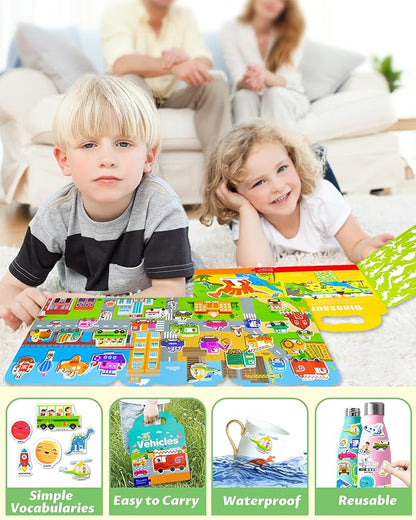Reusable Sticker Book for Toddlers 2-4 Years, Stickers for Kids, Toddler Sticker Book Ages 1-3, Toddler Craft Activities, Toddlers Travel Toys Ages 2+ Boy Girl Birthday Gifts