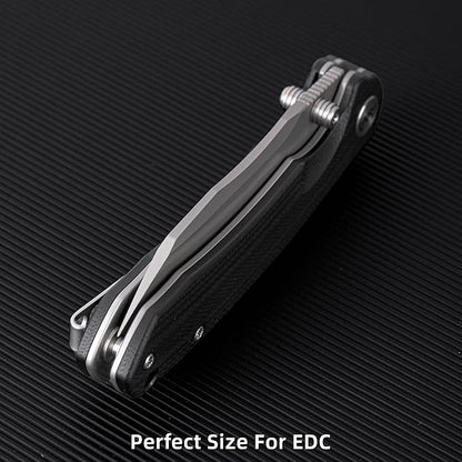 Folding Pocket Knife, 3.35" 14C28N Blade G10 Handle EDC Knife with Liner Lock, Small Pocket Knife with Clip for Men, Sharp Camping Hiking Hunting Survival Knives (Silver)