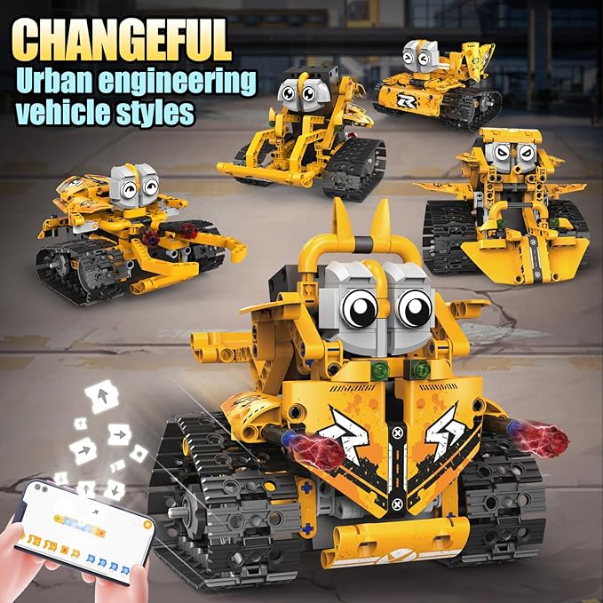 STEM Robot Building Kit for Kids Ages 8-16, 5 in 1 Robot Toys with APP & Remote Control, 269 PCS Programmable Engineering Building Blocks Birthday Gifts for Boys Girls Age 6 7 8 9 10 11 12+