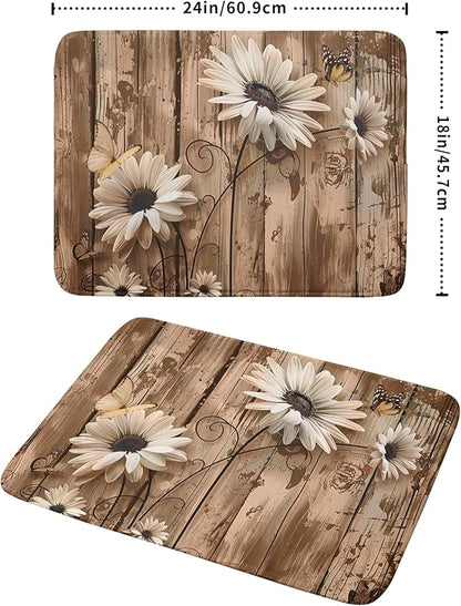 Summer Daisy Flowers Dish Drying Mat