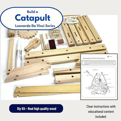 Pathfinders STEM Kits – Leonardo da Vinci Catapult kit | Trebuchet Science Kits for Kids Age 12-14 | Toys for Ages 8-13 Physics Toys | Kids Engineering kit | Learning Resource | Engineering