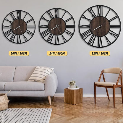 LEIKE Large Wall Clocks with Night Light Battery Operated, Silent Non Ticking