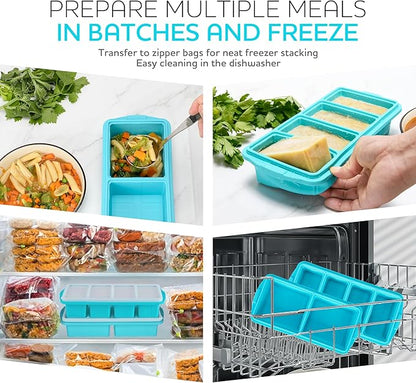 Silicone Freezer Tray With Lid-Soup Freezer Container molds-Large Ice Cube Tray