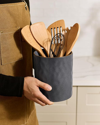 famiware Ocean Utensil Holder, 7.2"+5.8" Ceramic Kitchen Utensil Holder