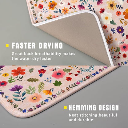 Boho Floral Dish Drying Mat