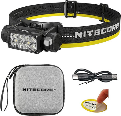 Nitecore HC65 UHE 2000 Lumen Heavy Duty Metal Headlamp, USB-C Rechargeable with White, Red, and Reading Lights Sticker for Camping, Hiking, Hunting, and Industrial Works