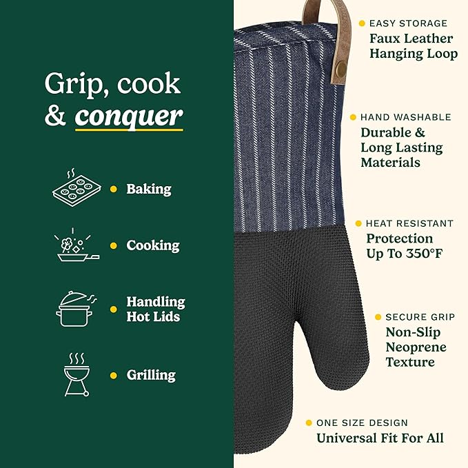 Cuisinart Heritage Kitchen Oven Mitts – Heat-Resistant Kitchen Mitts