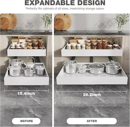 Seinloes 2 Pack Pull Out Cabinet Organizer 18" Deep, Full Extension 3 Slide