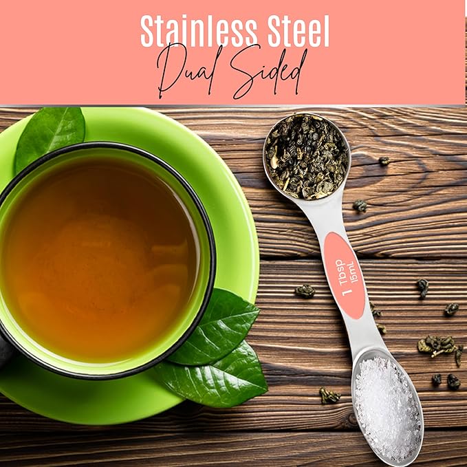 Magnetic Measuring Spoons Set of 9 Stainless Steel Dual-Sided Stackable