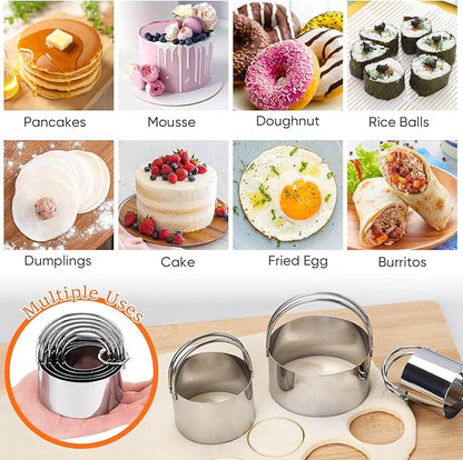 Stainless Steel Biscuit Cutter Set, Pastry Scraper and Dough Blender, Sturdy &