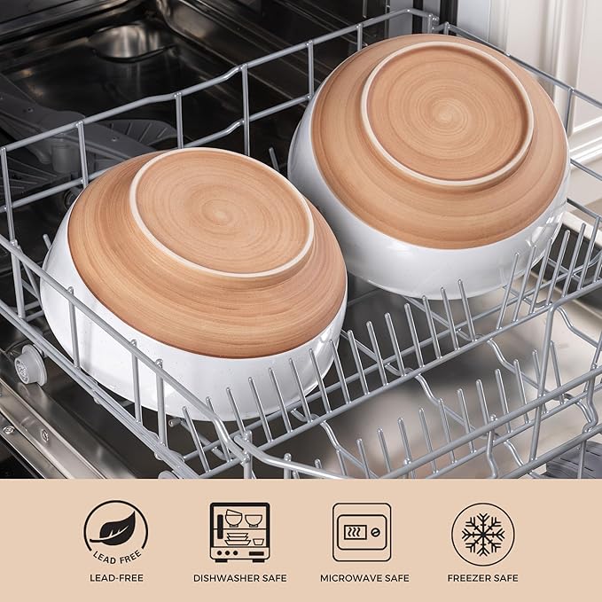 AmorArc 9.8’’ Extra Large Ceramic Salad Bowls, 90 OZ Serving Bowls Set of 2