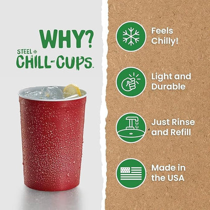 16 oz. Party Cups, Perfect for Cold Drinks, Sturdy & Durable, Disposable and 100% Recyclable, Made in USA, Red, 12 Count