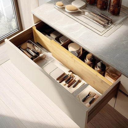 VaeFae 3 Pack Bamboo Drawer Dividers, Expandable Separators
