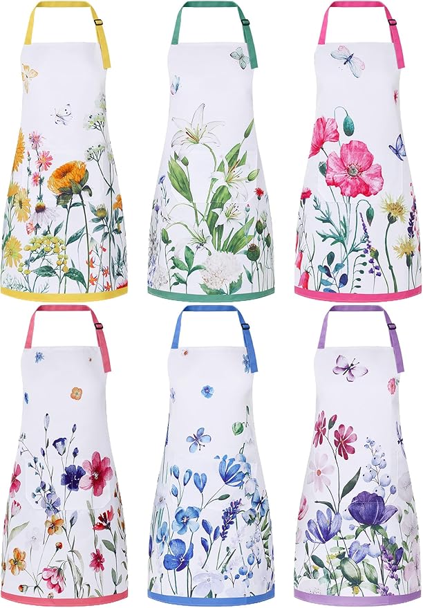 Bencailor 6 Pcs Spring Kitchen Aprons
