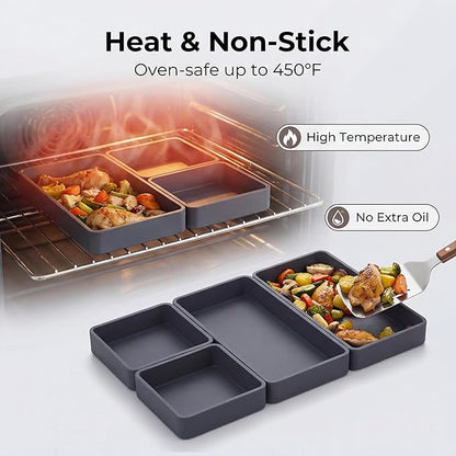 4-Pack Silicone Sheet Pan Dividers Nonstick Heat-Resistant Baking Trays