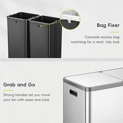 EKO EcoCasa Plus 2 x 10.6 Gal Dual Recycling Trash Can