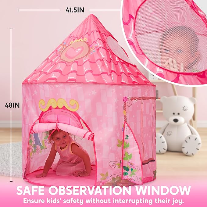 JOYIN Princess Tent Girls Large Playhouse Kids Castle Play Tent for Children, Pop Up Play House for Toddlers Indoor and Outdoor Games