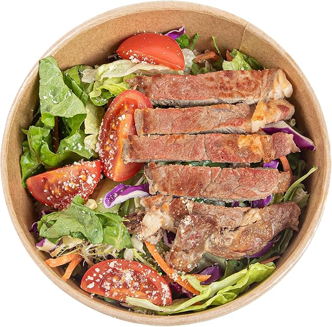 Restaurantware Paper Food Containers 200 Pack Of 17 oz Disposable Round Kraft Salad Bowls BPI-Certified Compostable Stackable Greaseproof Meal Prep Take Out Containers For Soups, Snacks And Desserts