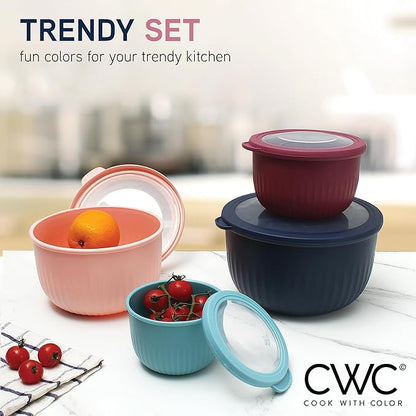 COOK WITH COLOR Prep Bowls with Lids- Wide and Deep Nesting Plastic Small