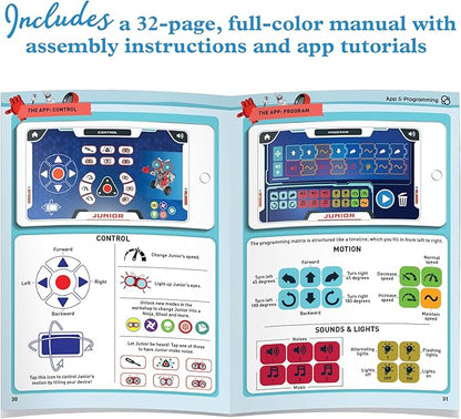 Thames & Kosmos Robotics Smart Machines Junior STEM Kit, Build & Code Your Robot’s Movements, Speed, Lights & Sounds, for Ages 8+, Use Screen-Free w/Built-in Buttons or via Block-Based Coding App