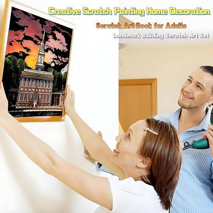 Scratch Art Book for Adults-Landmark Building Scratch Art|Scratch Painting Paper Craft Kit|Creative Foil Engraving Art Set|Scratch City Series Books for Travel Lovers,Craft Lovers(New City 2)