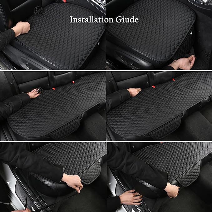 West Llama Pu Leather Car Seat Bottom Covers Protectors Include 1 Rear Bench Seat Cover Universal Fit 90% Vehicles,Gray