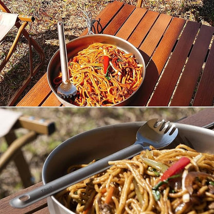 Titanium Spork Long Handle, Ultra Lightweight Camping Utensil for Backpacking Camping, Hiking, Outdoors
