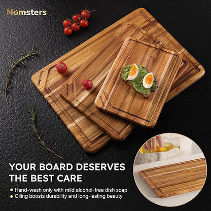 3 Pack Teak Wood Cutting Board Set