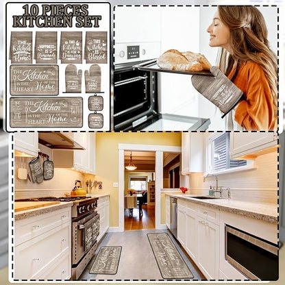 Fourluoo 10 Pcs Farmhouse Kitchen Decor and Accessories Set 4 Kitchen Towels 2