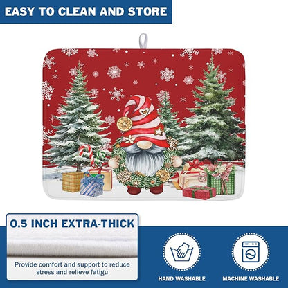 Christmas Dish Drying Mat for Kitchen Counter, Merry Christmas Dish Drying Mat