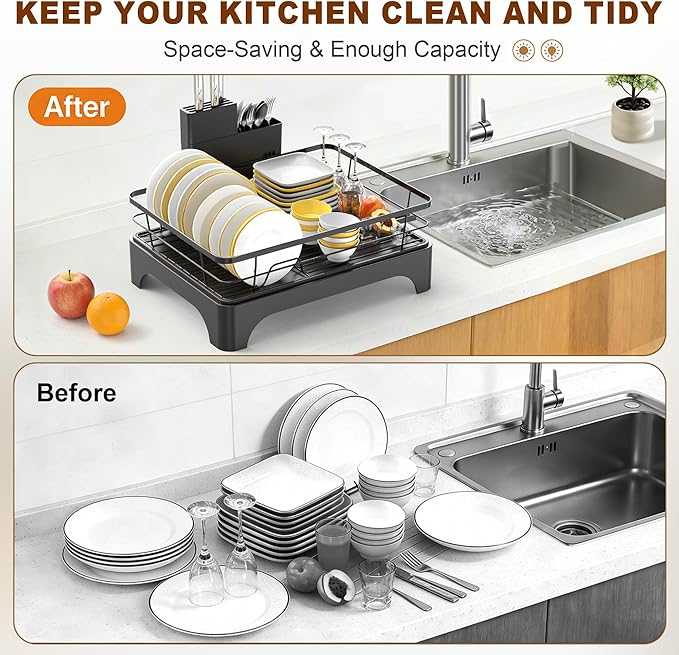 Dish Drying Rack for Kitchen Counter, Dish Rack, Dish Drainer for Kitchen