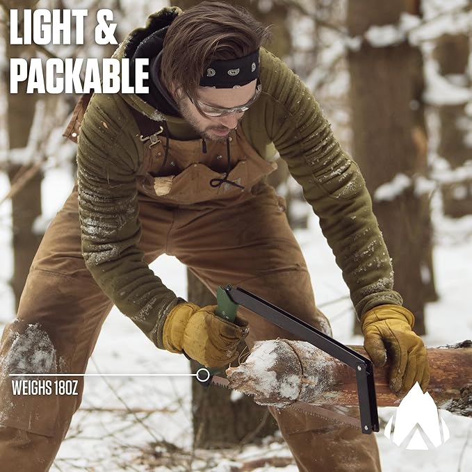 AGAWA - BOREAL21 Backwoods Kit - Includes 21" Folding Saw, Leather Sheath, 21" All-Purpose & 21" Aggressive Saw Blade - For Camping, Hunting & Survival Kit (Black Frame/Green Handle)