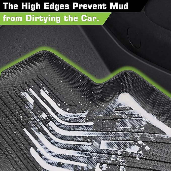 Floor Mats for Ford Transit Connect 2014-2021, TPE Waterproof Non-Slip All Weather Protection Custom, Front Row Floor Liners Set, Black