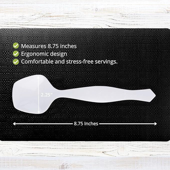 PARTY BARGAINS Disposable White Plastic Serving Spoons 8.75″ – Heavy-Duty White