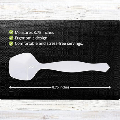 PARTY BARGAINS Disposable White Plastic Serving Spoons 8.75″ – Heavy-Duty White