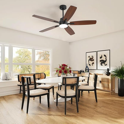 ARTPLAN 52" Ceiling Fan with Light and Remote, Noiseless DC Motor & Reversible