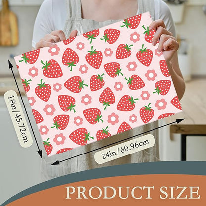 Pink Strawberry Dish Drying Rack Mat