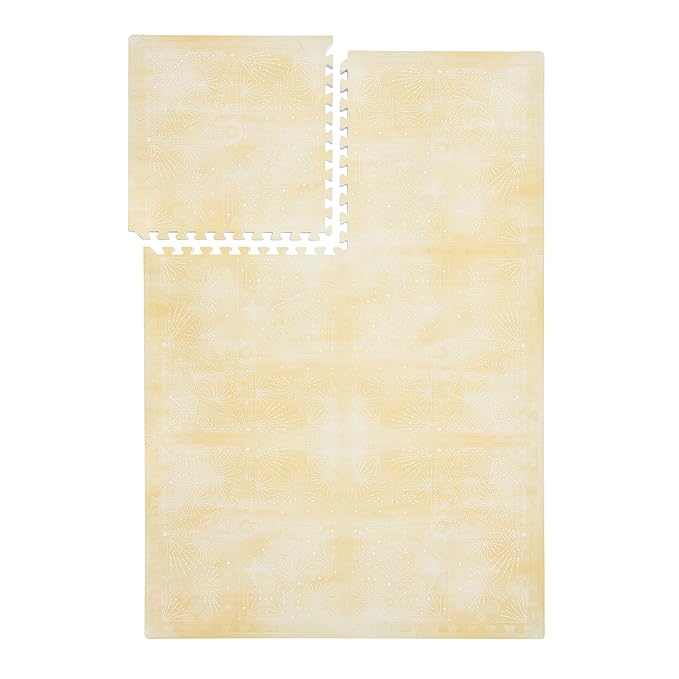 PopsyKosy Super 1 Inch Thick Premium Quality Exercise & Baby Foam Play Mats - Expandable & Large Non-Toxic Odorless Floor Mat - 6 Tiles Spacious 6x4ft - Peel-Resistant - Champagne Yellow
