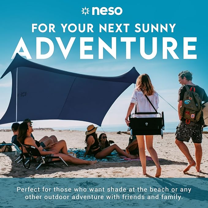 Neso Gigante - Portable Beach Tent - Ideal to Enjoy with Family and Friends - UPF 50+, Water-Resistant, and Lightweight - Navy, 11' x 11'