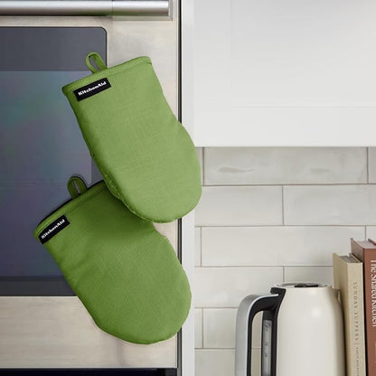 KITCHENAID Gourmet Series Gridlines Mini Oven Mitts 2-Pack Set, Heat Resistant