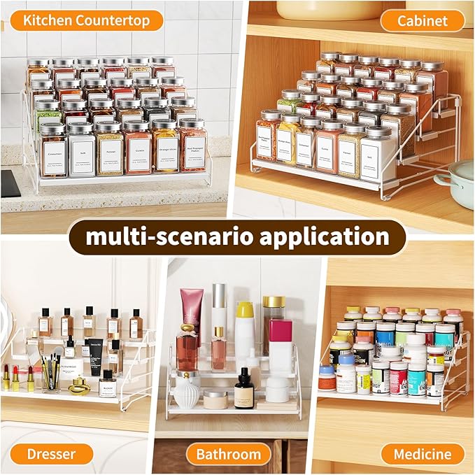 BOIVSHI Tiered Spice Rack, 4 Tier Spice Shelf Organizer