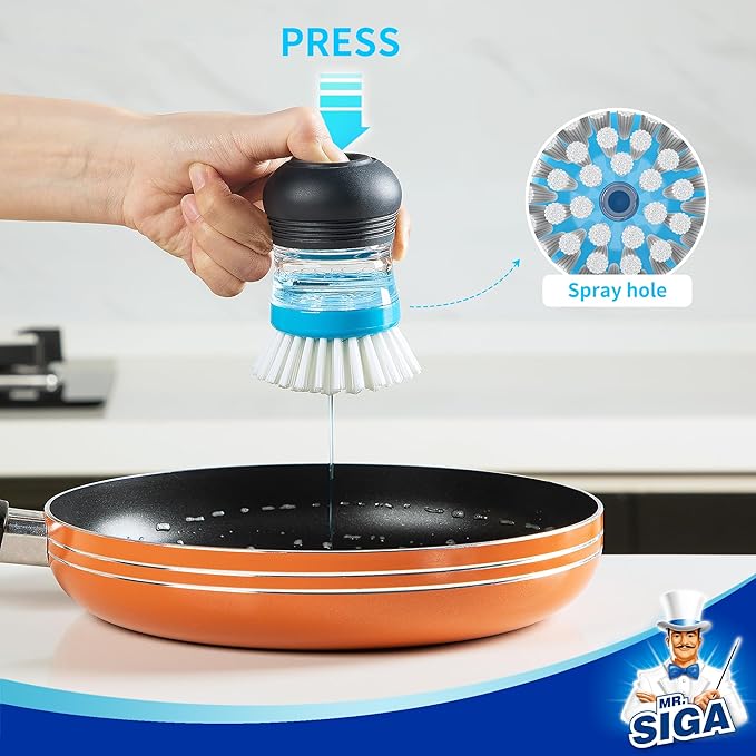 MR.SIGA Soap Dispensing Palm Brush, Kitchen Brush