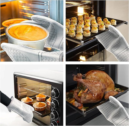 Hovico Silicone Oven Mitts, Heat Resistant 500F Kitchen Mitts 2PCS, 11.6"