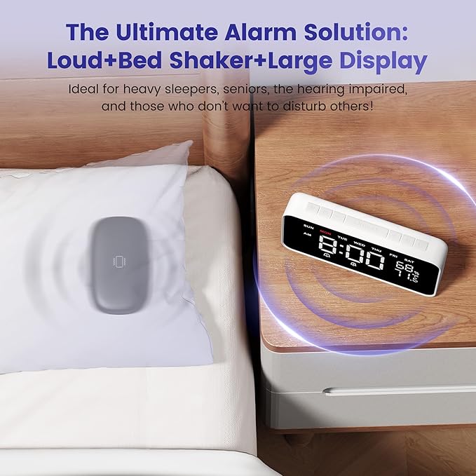 Dekala Bed Shaker Loud Alarm Clock