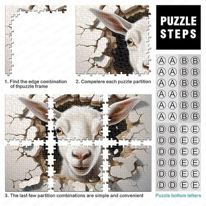 Sheep for Adults Fun Thickened Wooden Jigsaw Puzzles 1000 Piece 3D Animal Toy Intellectual Game Home Decoration Education Game Stress Relief Toy Challenge Educational 1000pcs (75x50cm)