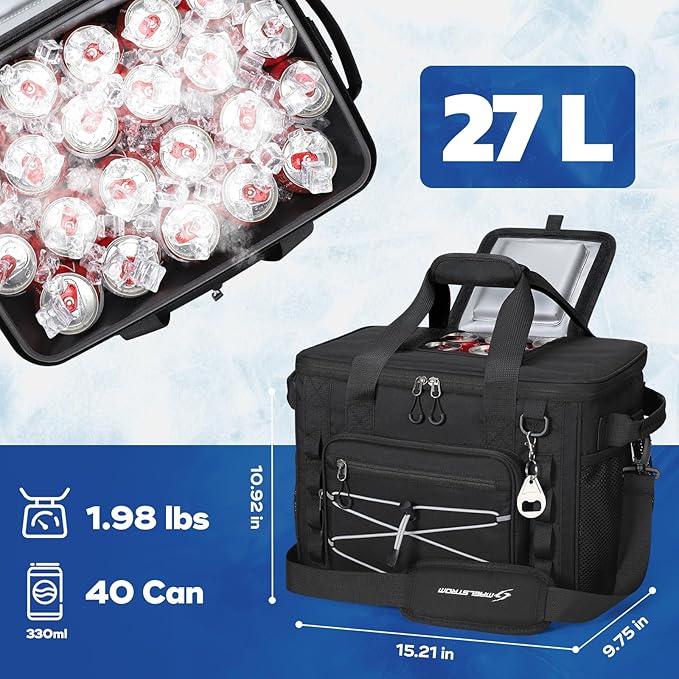 Maelstrom Soft Sided Cooler Bag, 30/40 Can Collapsible Insulated Ice Chest, Large Leakproof Camping & Travel Cooler for Kayaking & Beach