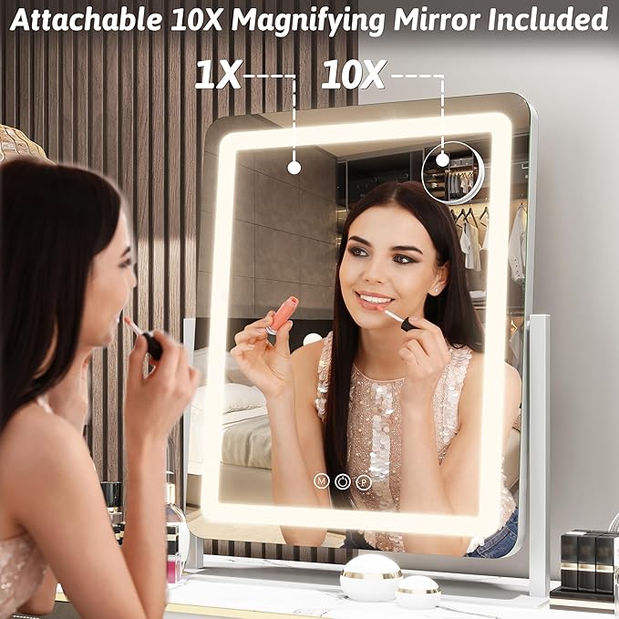 FENNIO Vanity Mirror with Lights 22 Inch- LED Lighted Makeup Mirror, Large