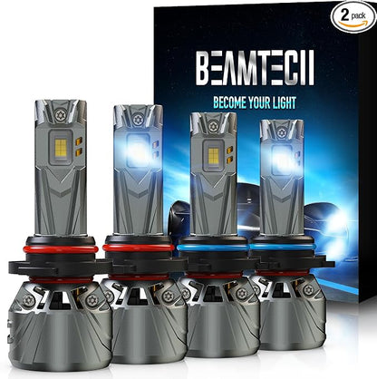 BEAMTECH |90 05|90 06| Light Combo, 800% Brighter High Speed Fan Pack of 4 | 1 Pair 9005+1 Pair 9006, 6500K, Repeated Product Test, 15,000RPM Turbo Fan