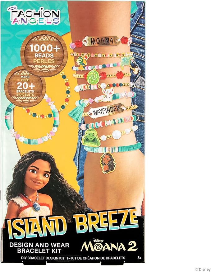 Fashion Angels Disney Moana 2 DIY Bracelet Making Kit, Includes 1,000+ Beads, 6 Charms, Design Board & More, Makes 20+ Bracelets, Craft for Kids Ages 8+