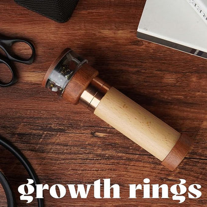 Growth Rings Wooden Kaleidoscope Tunnel Screen Effect,6.5" Handmade Brass Rotatable Oil-Filled Core Box Nature Kaleidoscope Kit,Vintage Gift Box,Anniversary Birthday Gift for Man Woman